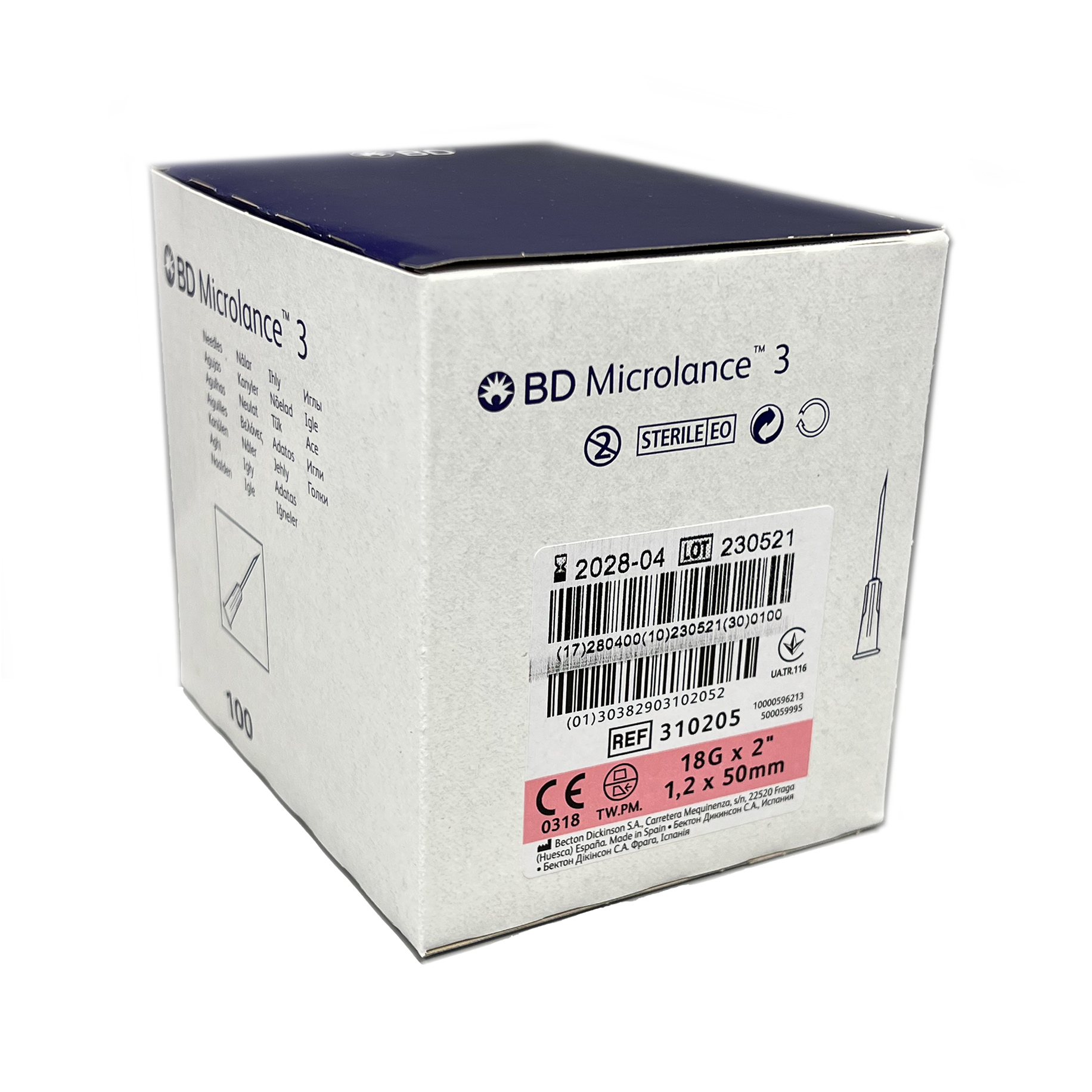 Microlance Hypodermic Needles 18G x 2” (1.25 x 50mm) Pink 