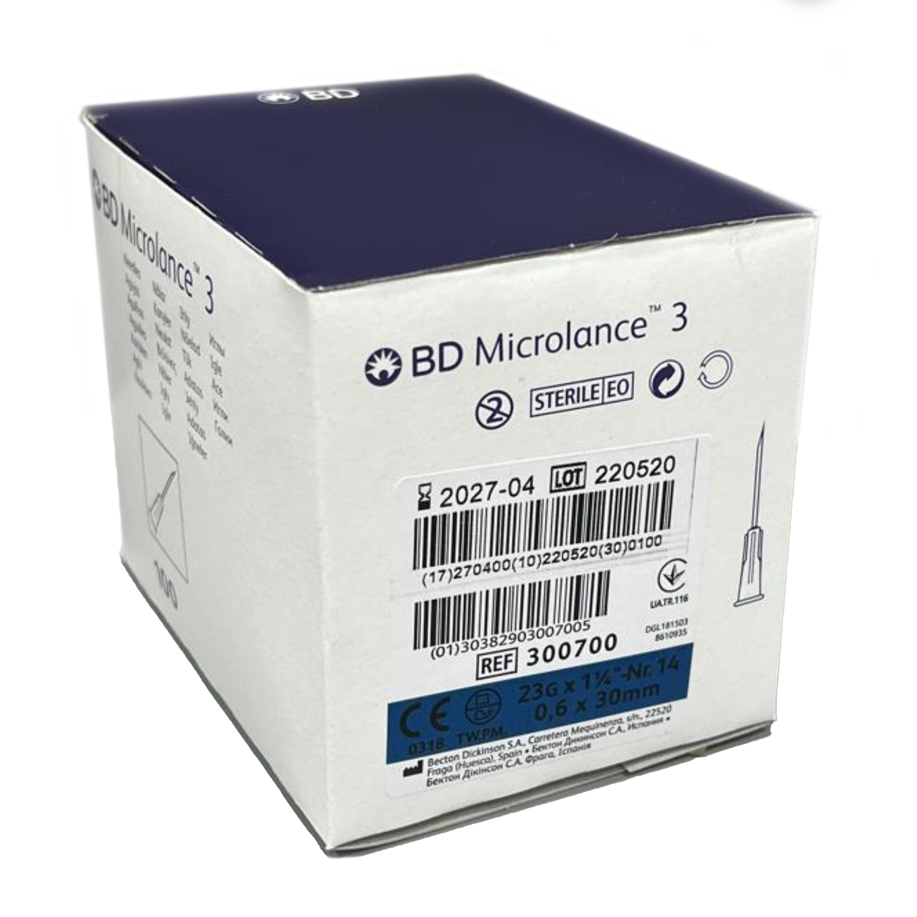 Microlance Hypodermic Needles Blue 23G x 1.25” (0.6x30)” 