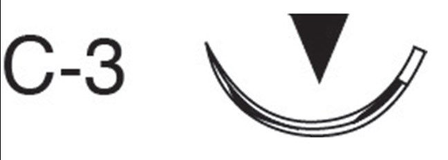 Suture Needles C-3 6.0 Blue polypropylene 18" 13mm, 3/8 circle Premium Reverse Cut