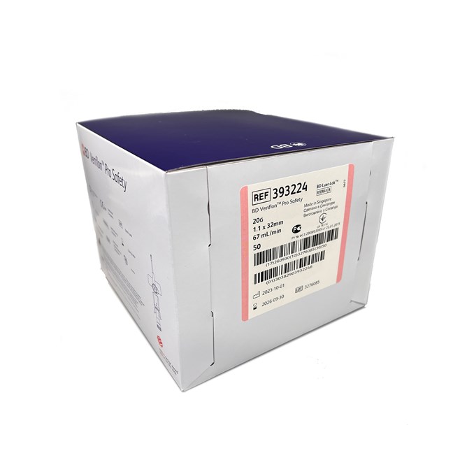 BD Venflon Pro Safety Cannula 20G x 1.25" (32mm) Pink